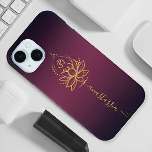 Lotus & Om – Personalised Name Minimalist iPhone 15 Case
