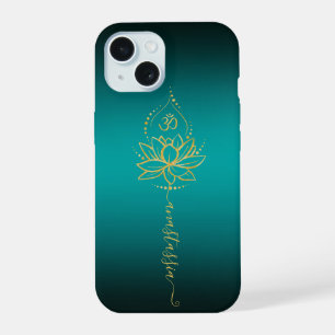 Lotus & Om – Personalised Name Minimalist iPhone 15 Case