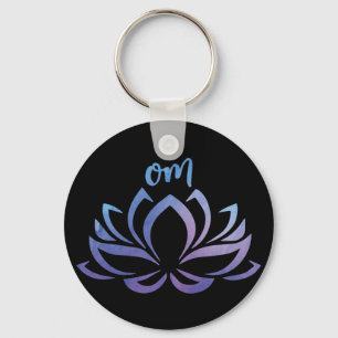 Lotus Om Purple Keychain