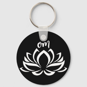 Lotus Om White Key Ring