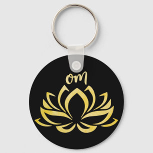 Lotus Om Yellow Keychain