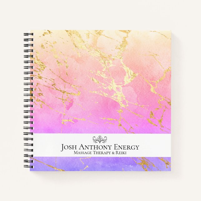 *~* Lotus Pastel Pink Peach Universe Gold AP3   Notebook (Front)