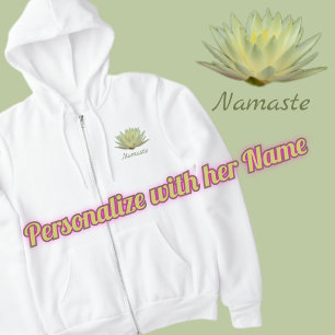 Lotus Pastel Yellow Waterlily Floral Namaste Hoodie