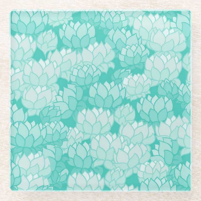 Lotus pattern 2 glass coaster (Front)