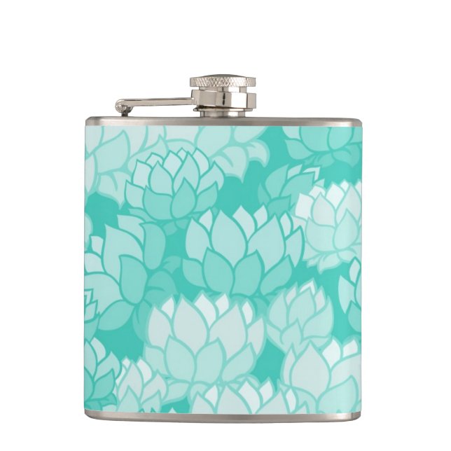 Lotus pattern 2 hip flask (Front)