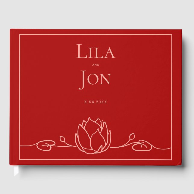Lotus Personalized Wedding Guestbook (Front)