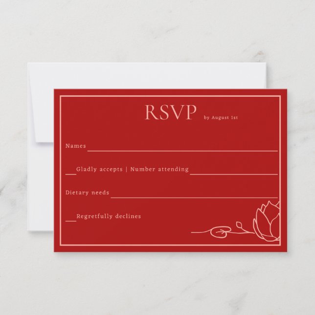 Lotus Personalized Wedding RSVP Card (Front)