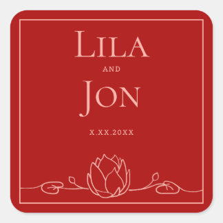 Lotus Personalized Wedding Stickers
