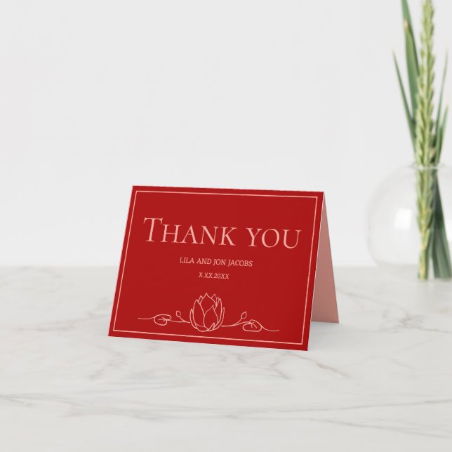 Lotus Personalized Wedding Thank You Card (Front)