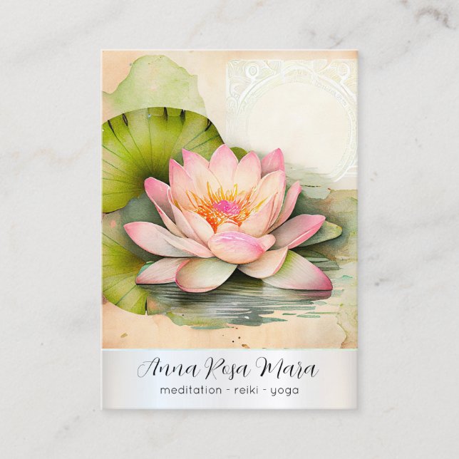 *~* Lotus PHOTO Nature Flowers QR AP67 Art Business Card (Front)