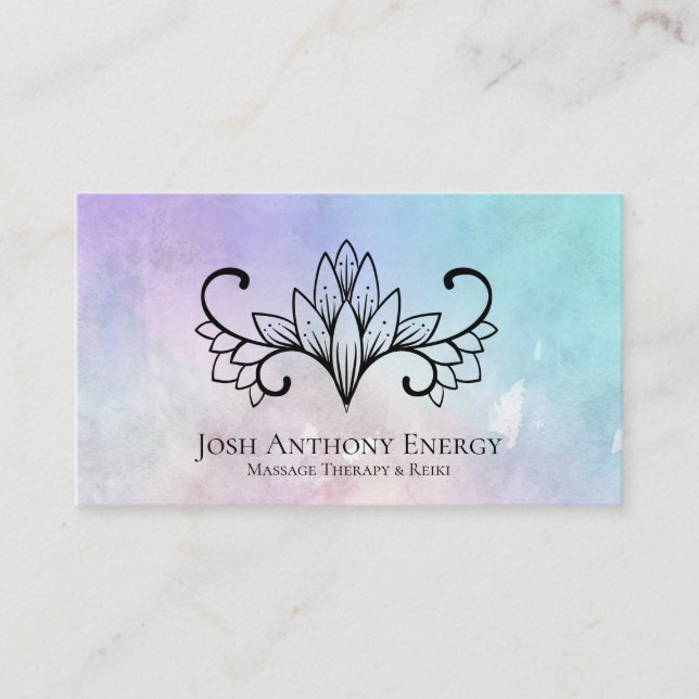 *~* Lotus Pink Lavender Nebula Galaxy Universe Business Card (Front)