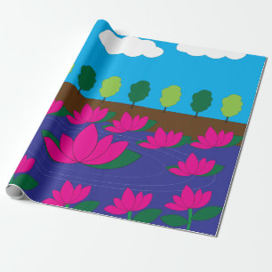 Lotus Pink Lotus Flower Wrapping Paper