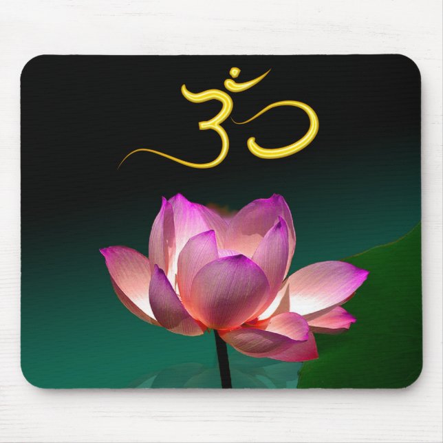 Lotus/Pink+Magenta+Om, DIY text Mouse Mat (Front)