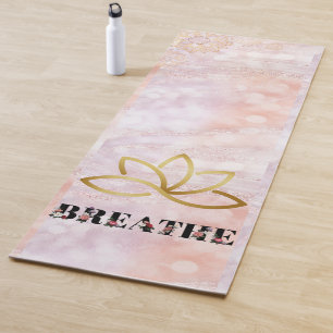 Lotus Pink Marble Glitter Elegant Girly Chic Yoga Mat