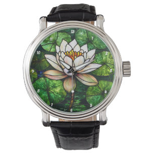 Lotus Pond Stained Glass Watch