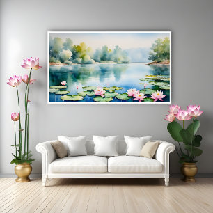 Lotus Pond Watercolor Poster