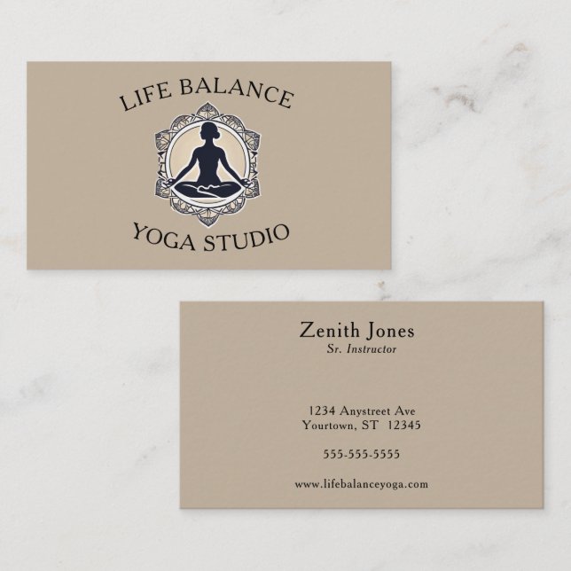 Lotus Position Yoga Studio Teacher Business Card (Front/Back)