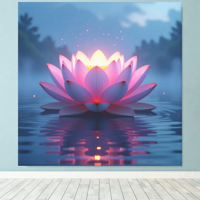 "Lotus - Pure and Enlightenment Flower" Canvas Print (Insitu(Wood Floor))