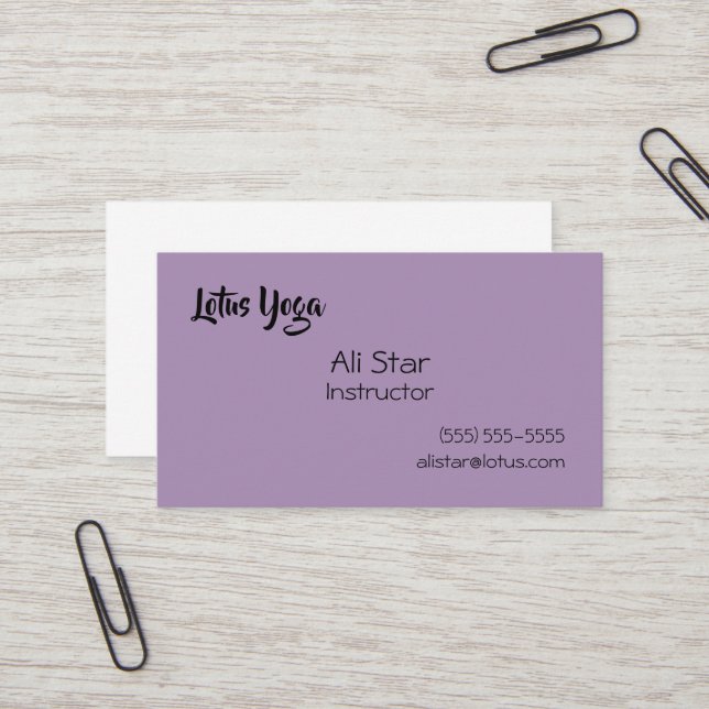 Lotus Purple Business Cards (Front/Back In Situ)