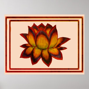 Lotus Red Tones Print, Poster (Semi-Gloss)