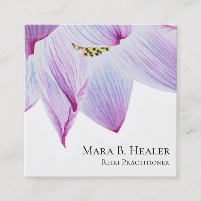*~* Lotus Reiki Yoga Healer Massage Square Business Card (Front)
