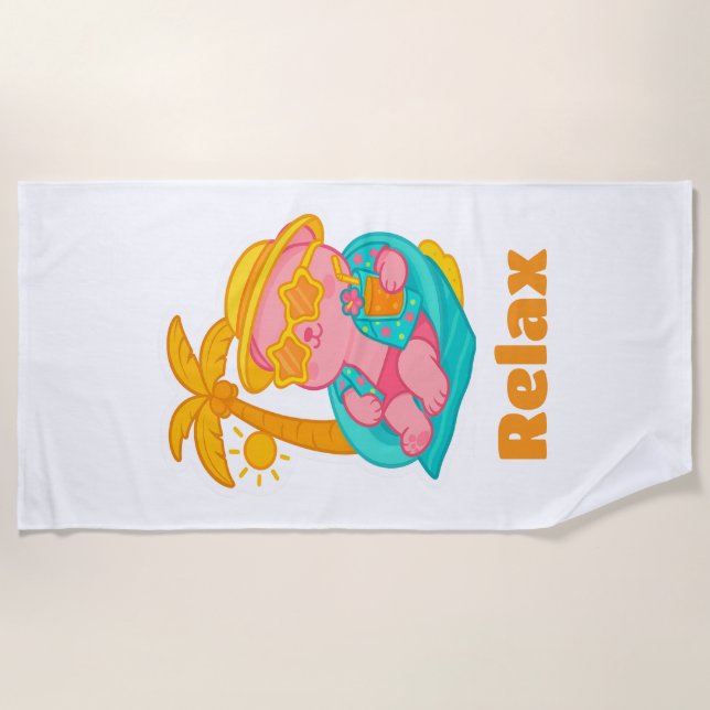  Lotus Relax Beach Towel (Front)