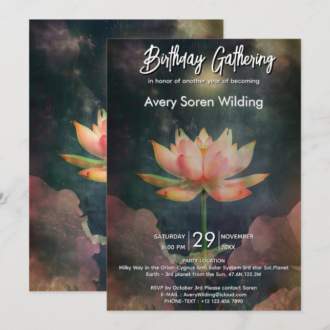 Lotus Rising | Soft Watercolor Design Invitation (Front/Back)