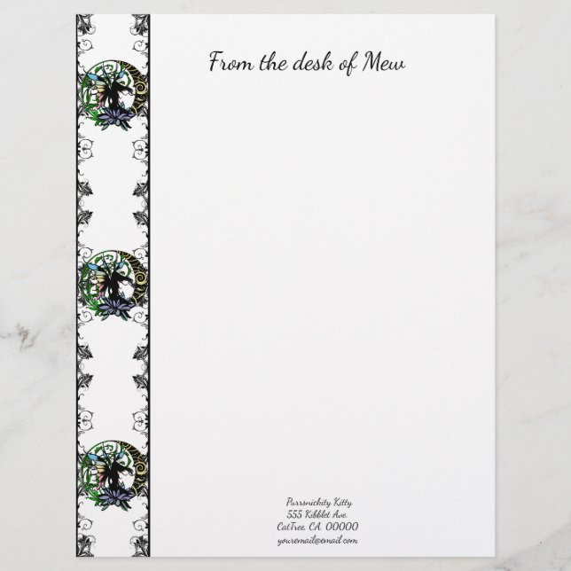 Lotus Shadow Fairy Custom Letterhead (Front)