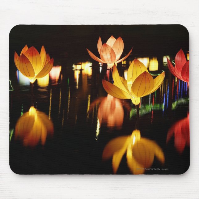 Lotus shaped lanterns for mid autumn festival mouse mat (Front)