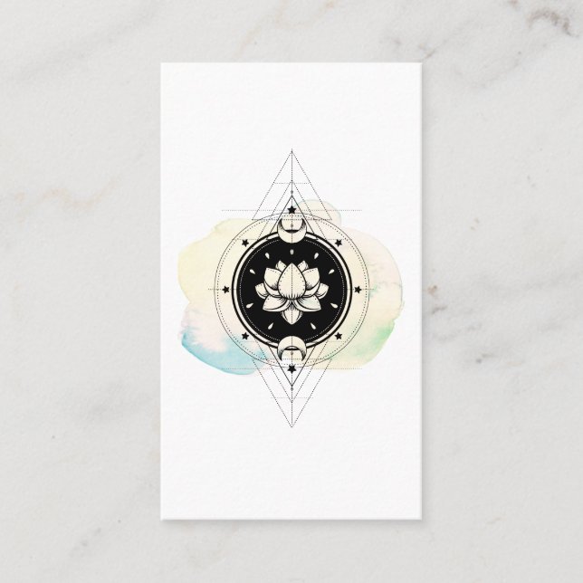 *~* Lotus Stars Sacred Symbol Moon To Nirvana Yoga Business Card (Front)