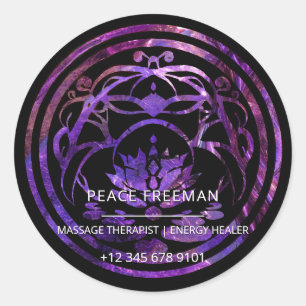 Lotus Stillness Purple Mandala Design Classic Round Sticker
