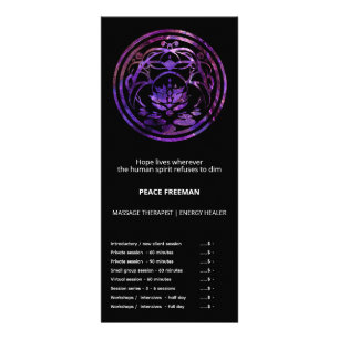 Lotus Stillness   Purple Mandala Design Rack Card