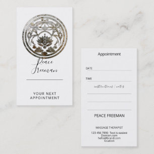 Lotus Stillness   Silver Mandala Design Business Card
