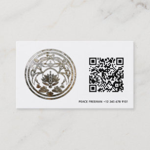 Lotus Stillness Silver Mandala Design Business Card