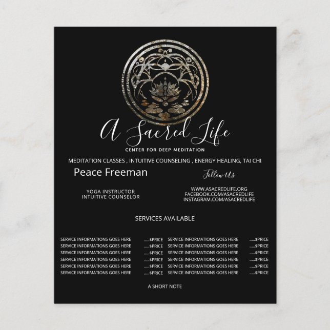Lotus Stillness | Silver Mandala Design Flyer (Front)