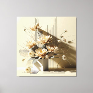 Lotus Structure in Beige Canvas Print