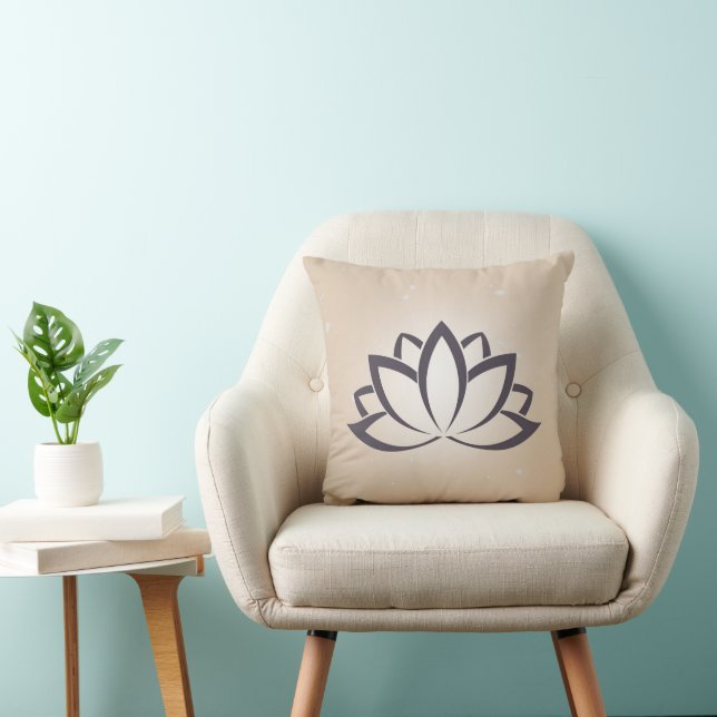 Lotus Symbol Throw Pillow Black and Tan  (Chair)