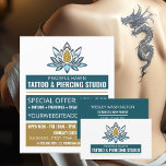 Lotus Tattoo, Tattoo & Body Piercing Studio Advert Flyer<br><div class="desc">Lotus Tattoo,  Tattoo & Body Piercing Studio Advertising Flyers By The Business Card Store.</div>