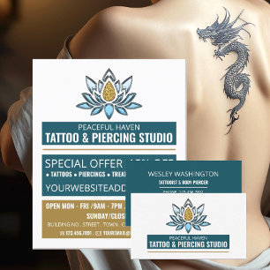 Lotus Tattoo, Tattoo & Body Piercing Studio Advert Flyer