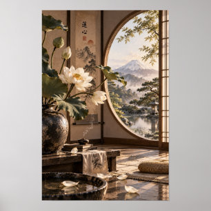 Lotus Tea Room Mountain Garden Zen Wall Art