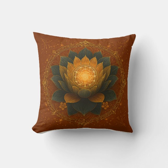 Lotus Third Eye Mandala Pillow – Sacred Geometry  (Front)
