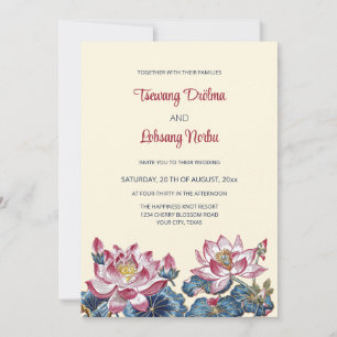 Lotus Tibetan Art Style Wedding Invitation