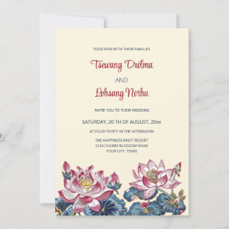 Lotus Tibetan Art Style Wedding  Invitation