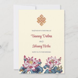 Lotus Tibetan Art Style Wedding  Invitation