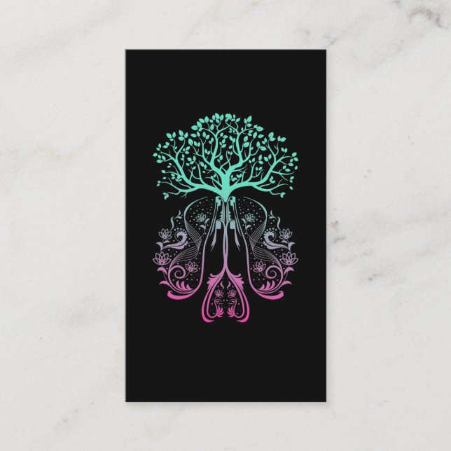 Lotus Tree Life Meditate Spirituality Business Card (Front)