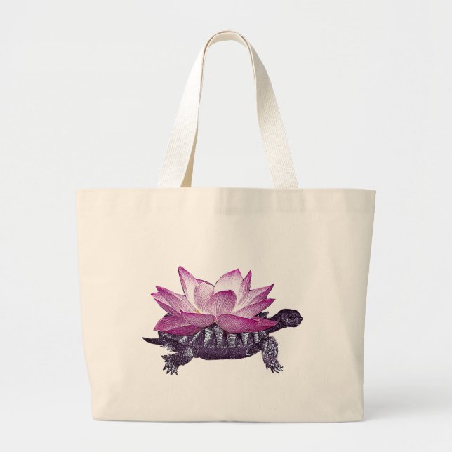 Lotus Turtle Large Tote Bag (Front)