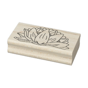 Lotus, Water Lily, Floral, Flower Art Illustration Rubber Stamp