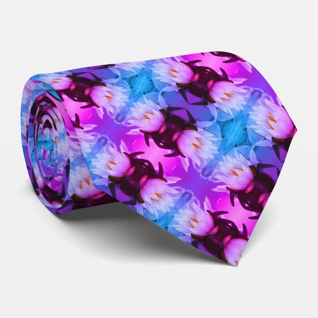 Lotus Water Lily Flower Abstract Art Pattern     Tie (Rolled)