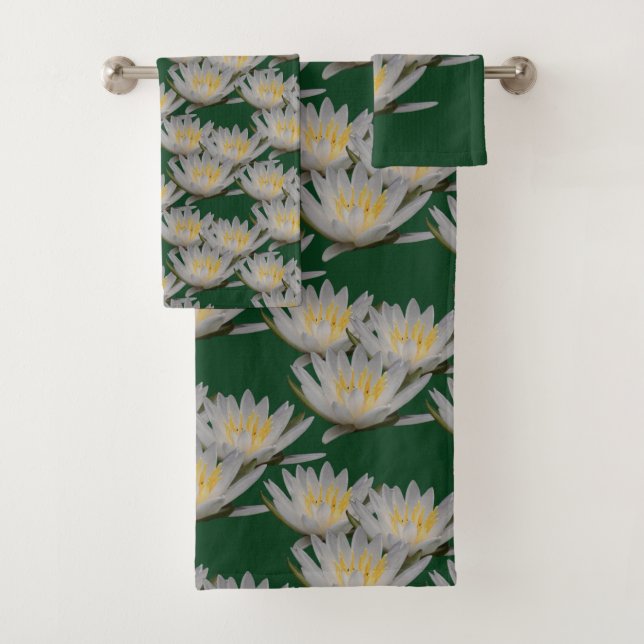 Lotus Water Lily Flower  Bath Towel Set (Insitu)