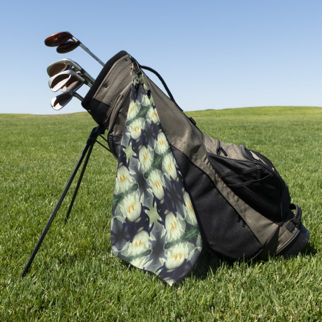 Lotus Water Lily Flower Pattern    Golf Towel (Green)